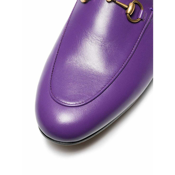 Gucci Princetown Purple Leather Beige Nude Fur Loafer Slide Mule Slipper Flat 37 - Picture 7 of 10